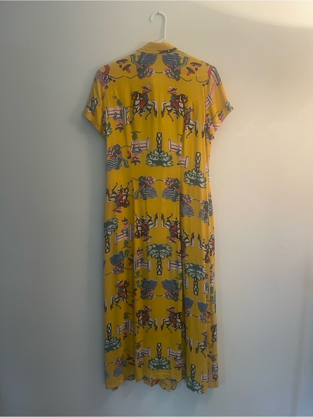 Betsey Johnson Yellow Graphic Print Button-Front Maxi Dress - Picture 12 of 15